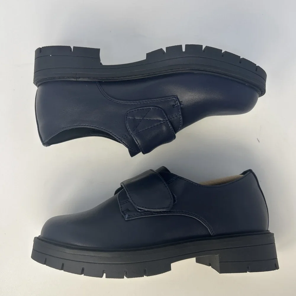 Dream‎ Pairs Kids Dress Loafers Size 1 US Navy Blue Uniform Shoes with Strap